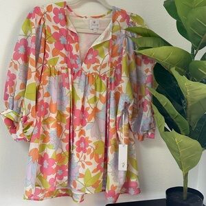 J. Marie Colorful Floral Top, Size S, NWT